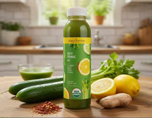 #4.0 Gut Tonic cold-pressed cold-pressed juice — Ginger, Lemon, Cayenne Pepper, Celery & Cucumber
